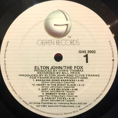 Elton John : The Fox (LP, Album, Spe)