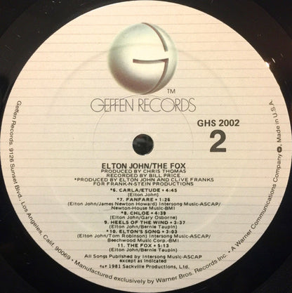 Elton John : The Fox (LP, Album, Spe)