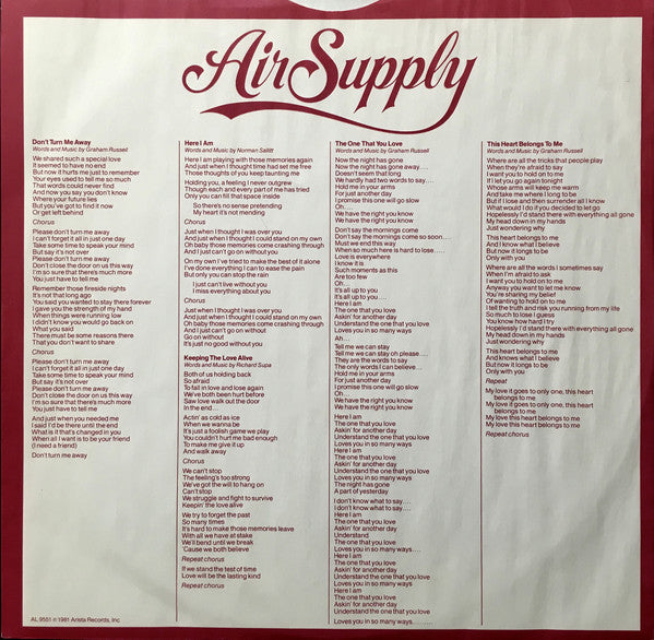 Air Supply : The One That You Love (LP, Album,  El)