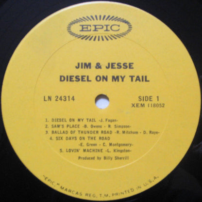 Jim & Jesse : Diesel On My Tail (LP, Album, Mono, Pit)