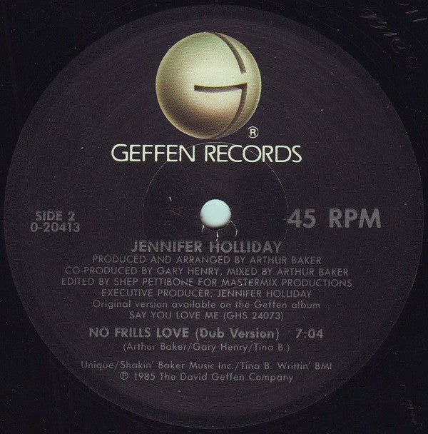 Jennifer Holliday : No Frills Love (12", Maxi, All)