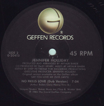 Jennifer Holliday : No Frills Love (12", Maxi, All)