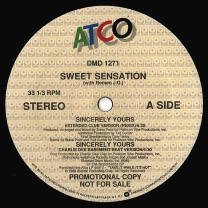 Sweet Sensation With Romeo J.D. : Sincerely Yours (12", Single, Promo)