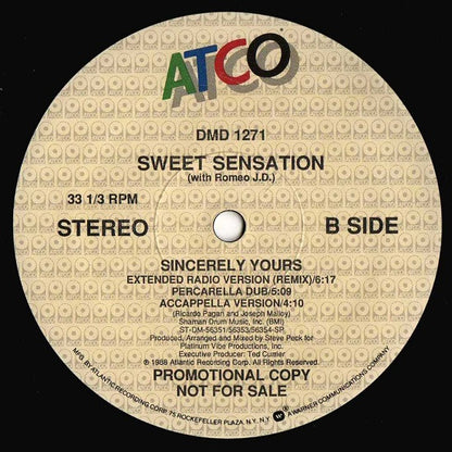 Sweet Sensation With Romeo J.D. : Sincerely Yours (12", Single, Promo)