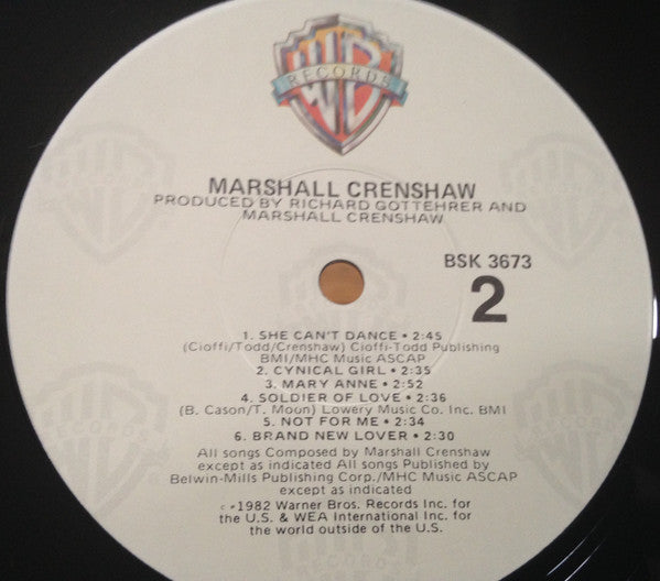 Marshall Crenshaw : Marshall Crenshaw (LP, Album, RP, Jac)