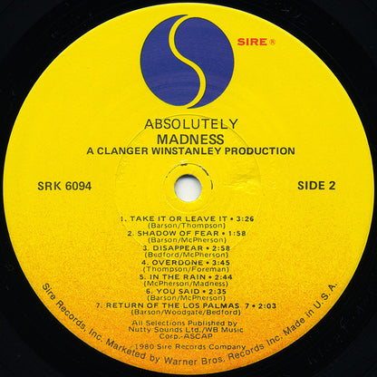 Madness : Absolutely (LP, Album, Los)