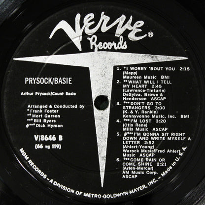 Arthur Prysock, Count Basie : Arthur Prysock / Count Basie (LP, Album, Mono, Gat)