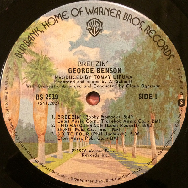 George Benson : Breezin' (LP, Album, Pit)