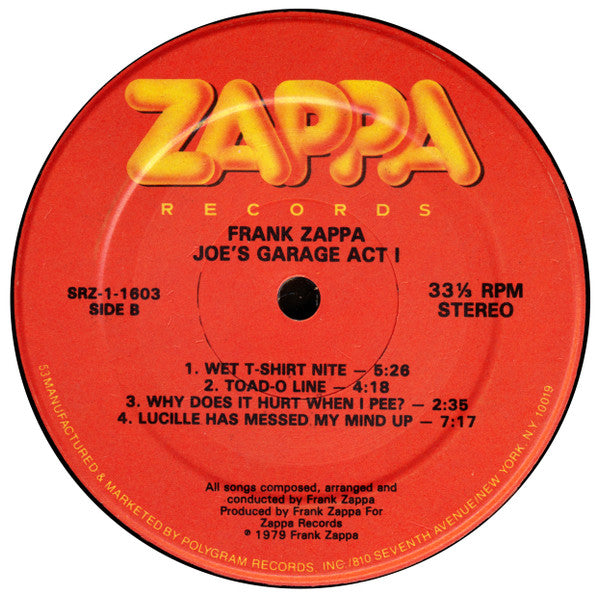 Zappa* : Joe's Garage Act I (LP, Album, RP, Gat)
