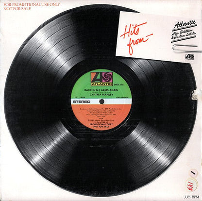 Cynthia Manley : Back In My Arms Again (12", Promo)