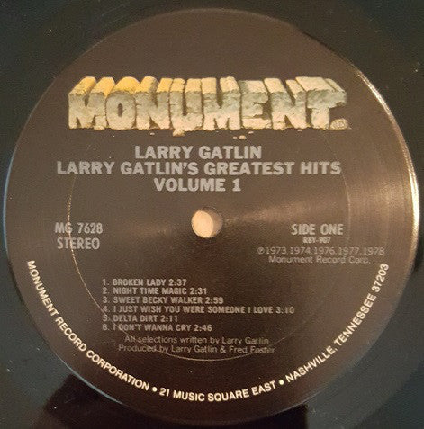 Larry Gatlin : Larry Gatlin's Greatest Hits Volume 1 (LP, Album, Comp, San)