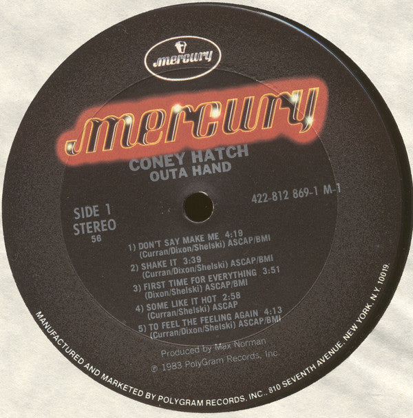 Coney Hatch : Outa Hand (LP, Album, Pit)