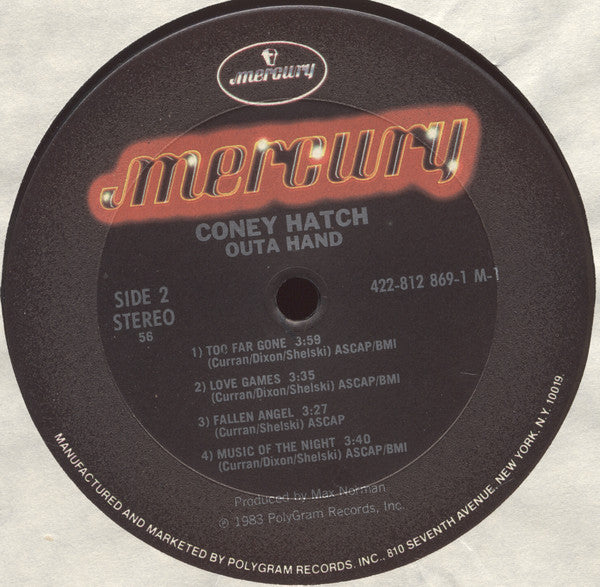 Coney Hatch : Outa Hand (LP, Album, Pit)