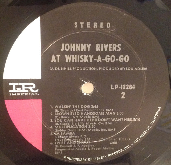 Johnny Rivers : Johnny Rivers At Whiskey-Go-Go (LP)