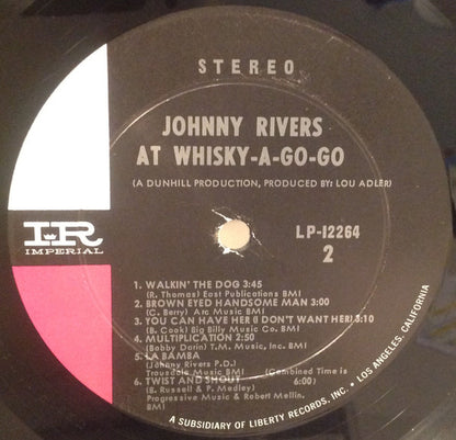 Johnny Rivers : Johnny Rivers At Whiskey-Go-Go (LP)
