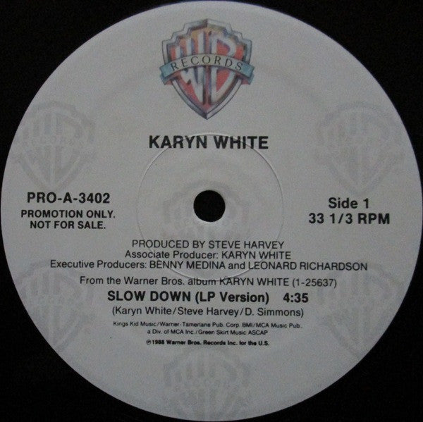 Karyn White : Slow Down (12", Promo)