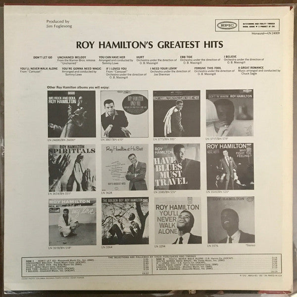 Roy Hamilton (5) : Roy Hamilton's Greatest Hits (LP, Comp, Mono)