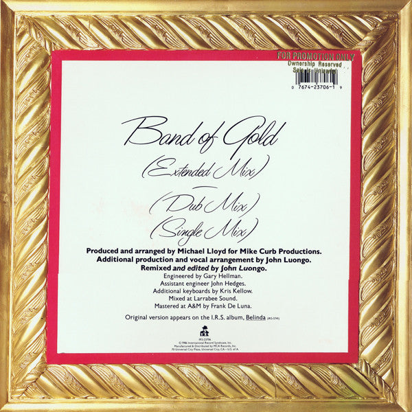 Belinda Carlisle Featuring Freda Payne : Band Of Gold (12", Amb)