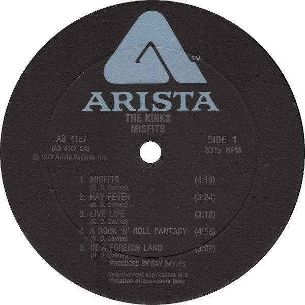 The Kinks : Misfits (LP, Album, San)