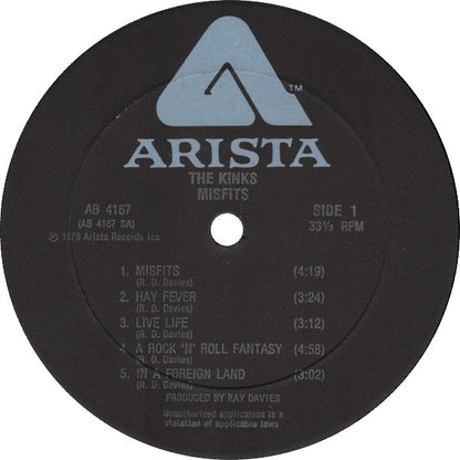 The Kinks : Misfits (LP, Album, San)