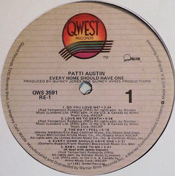 Quincy Jones Presents Patti Austin : Every Home Should Have One (LP, Album, Win)