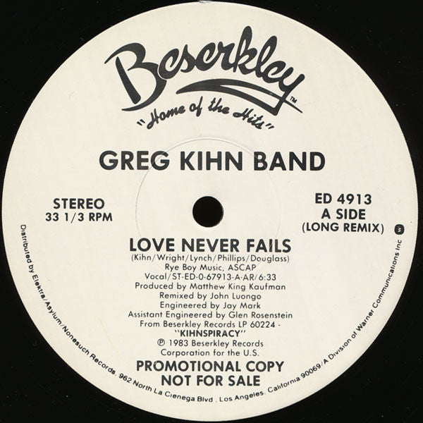 Greg Kihn Band : Love Never Fails (12", Promo)