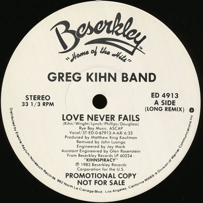 Greg Kihn Band : Love Never Fails (12", Promo)