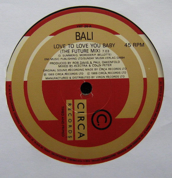 Bali : Love To Love You Baby (12")