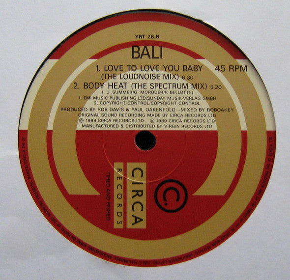 Bali : Love To Love You Baby (12")