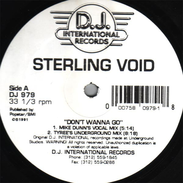 Sterling Void : Don't Wanna Go (12")