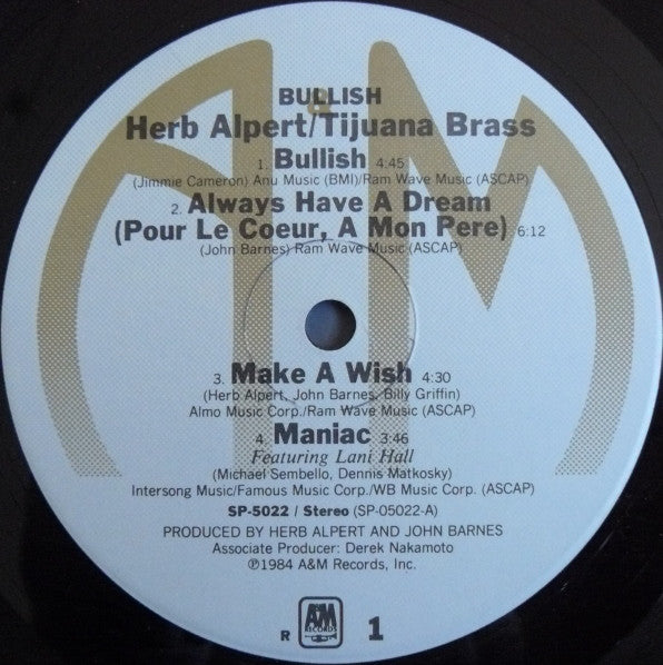 Herb Alpert & The Tijuana Brass : Bullish (LP, Album)
