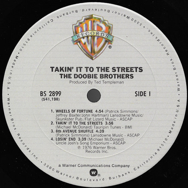The Doobie Brothers : Takin' It To The Streets (LP, Album, Club, RE, Gat)