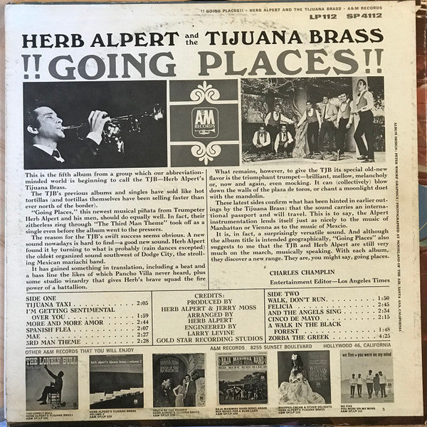 Herb Alpert & The Tijuana Brass : !!Going Places!! (LP, Album, Mon)