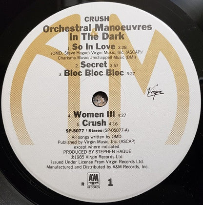 Orchestral Manoeuvres In The Dark : Crush (LP, Album, Ind)