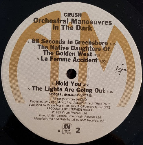 Orchestral Manoeuvres In The Dark : Crush (LP, Album, Ind)