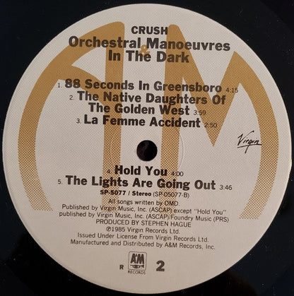 Orchestral Manoeuvres In The Dark : Crush (LP, Album, Ind)