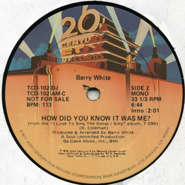 Barry White : How Did You Know It Was Me? (12", Mono, Promo)