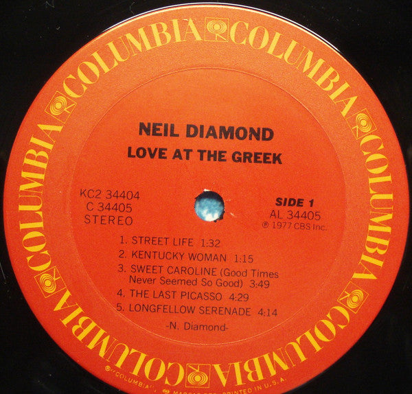 Neil Diamond : Love At The Greek: Recorded Live At The Greek Theatre (2xLP, Album, Ter)