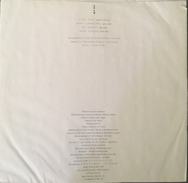 Elton John : Too Low For Zero (LP, Album, Club)