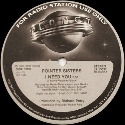 Pointer Sisters : I Need You (12", Promo)