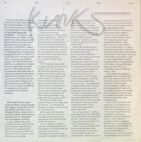 The Kinks : The Great Lost Kinks Album (LP, Album, Mono, San)