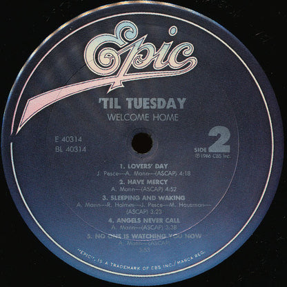 'Til Tuesday : Welcome Home (LP, Album, Pit)