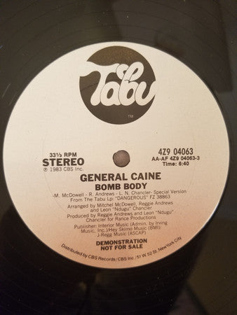 General Caine : Bomb Body (12", Promo)