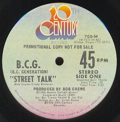 The Bob Crewe Generation : Street Talk (12", Promo)