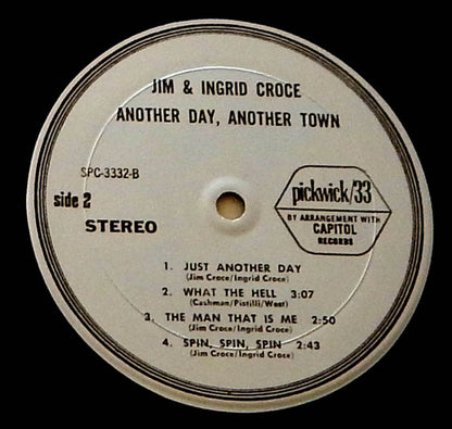 Jim & Ingrid Croce : Another Day, Another Town (LP, Album, RE)
