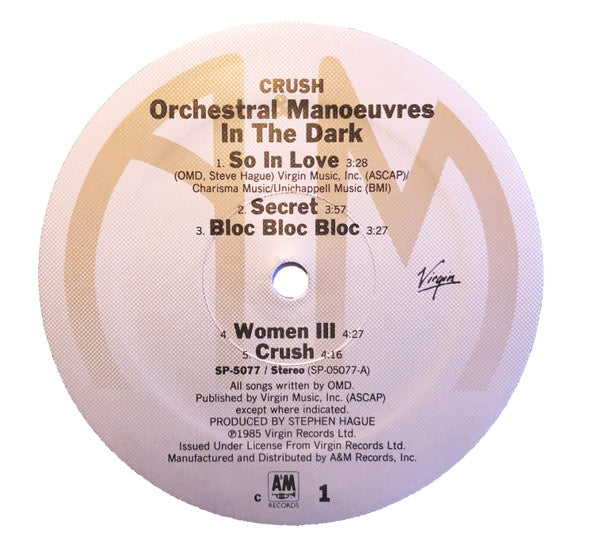 Orchestral Manoeuvres In The Dark : Crush (LP, Album, ELA)