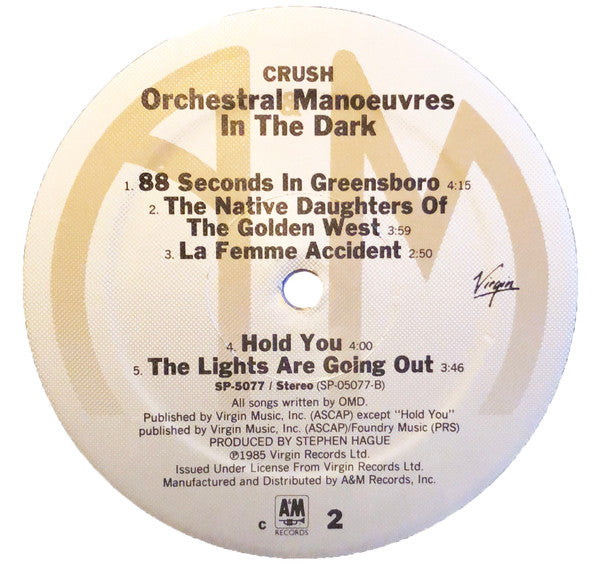 Orchestral Manoeuvres In The Dark : Crush (LP, Album, ELA)
