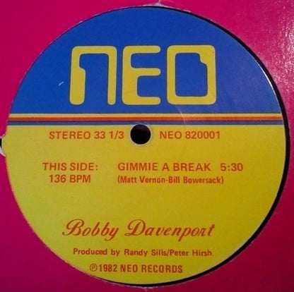 Bobby Davenport : Ride The Night / Gimmie A Break (12")