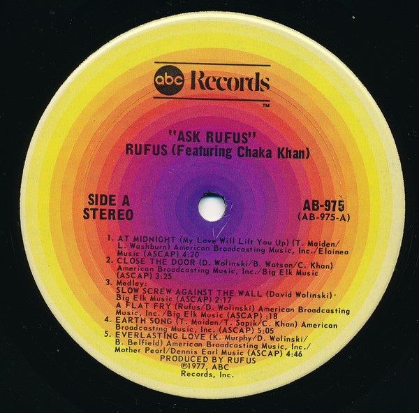 Rufus & Chaka Khan : Ask Rufus (LP, Album, Pit)