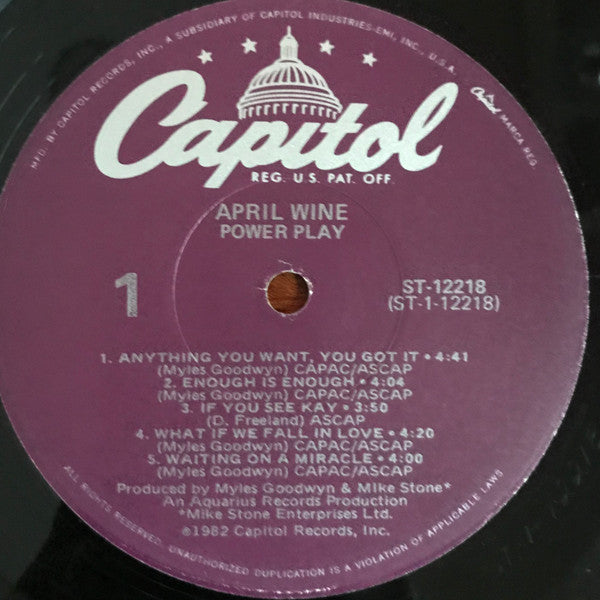 April Wine : Power Play (LP, Album, Jac)